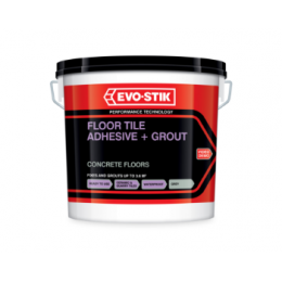 Floor tile adhesive and grout for concrete floors